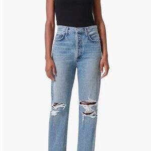 AGOLDE Riley 27 Button Fly Straight Jean Distressed Organic Cotton